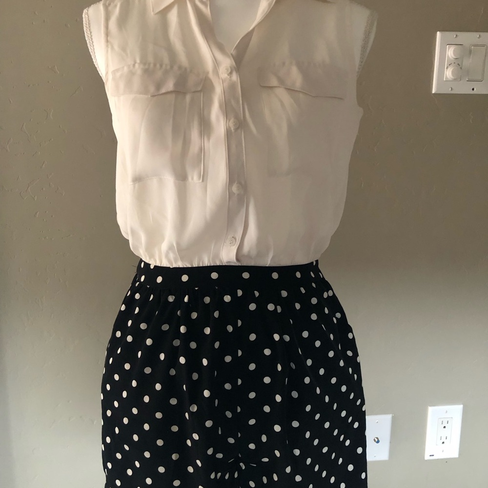 Forever 21 Black Polka Dot shorts/romper with White Dots